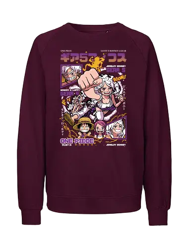 Gear 5 Chaos - Pirate, jewelry bonney, luffy gear 5, anime pirate, egghead arc, worst generation, manga art, anime duo - Fairtrade Sweatshirt