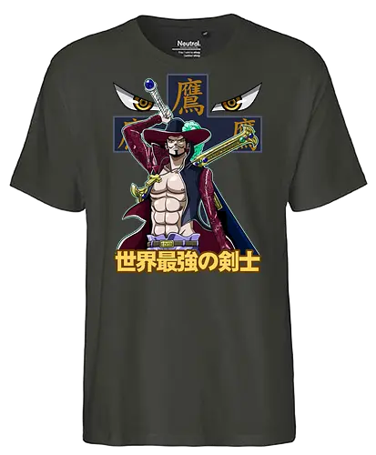Greatest Swordsman - Pirate, mihawk, dracule mihawk, anime swordsman, warlord, black blade, anime pirate, grand line - Fairtrade T-Shirt