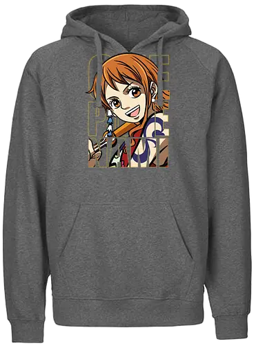 Pirate Queen Energy - Pirate, nami, anime portrait, straw hat crew, anime girl, pirate navigator, manga art, grand line - Fairtrade Hoodie