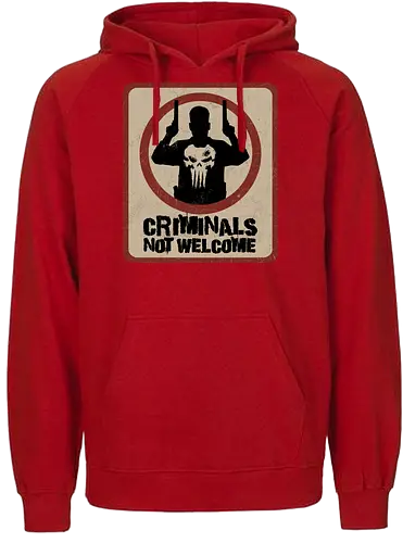 criminals not welcome - Superhero, skull, judgement, justice, antihero, no mercy, hitman, assassin - Fairtrade Hoodie
