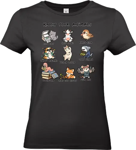 Know Your Animals - animals, animals of the world, bookworm, copy cat, drama llama, early bird, funny, gym rat, holy cow, idiom, joke, loan shark, party animal, sarcastic, zero fox given - Standard T-Shirt (Women)