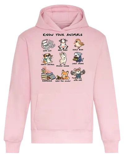 Know Your Animals - animals, animals of the world, bookworm, copy cat, drama llama, early bird, funny, gym rat, holy cow, idiom, joke, loan shark, party animal, sarcastic, zero fox given - Heavyweight Hoodie