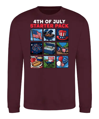 4th of July Starter Pack - 4th of july, 1776, 250th anniversary, america, fourth of july, freedom, independence day, memorial day, patriot, patriotic, red white blue, the british blew a thirteen colony lead, usa, veterans day, with liberty and justice for all - Sweatshirt