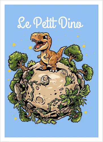 Le Petit Dino - dinosaur, jurassic, paleontology, dino, Prince, book, bookworm, prehistoric, t rex, animal, cosmic, space, planet, stars, universe, world, jurassic world, Jurassic - Artprint