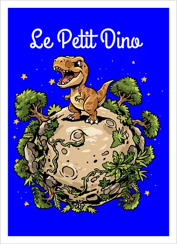 Le Petit Dino - dinosaur, jurassic, paleontology, dino, Prince, book, bookworm, prehistoric, t rex, animal, cosmic, space, planet, stars, universe, world, jurassic world, Jurassic - Artprint