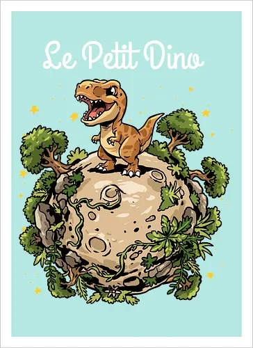 Le Petit Dino - dinosaur, jurassic, paleontology, dino, Prince, book, bookworm, prehistoric, t rex, animal, cosmic, space, planet, stars, universe, world, jurassic world, Jurassic - Artprint
