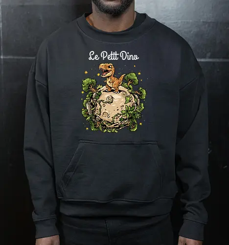 Le Petit Dino - dinosaur, jurassic, paleontology, dino, Prince, book, bookworm, prehistoric, t rex, animal, cosmic, space, planet, stars, universe, world, jurassic world, Jurassic - Cropped Sweatshirt