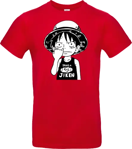 Junger Pirat Strohhut Schwarz Weiß Manga