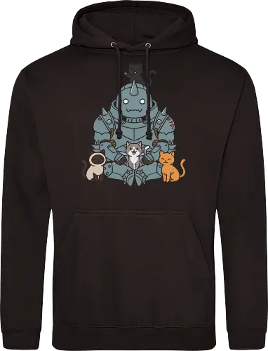 The Gentle Giant: Alphonse's Kawaii Kittens - Fullmetal Alchemist shirt, Alphonse Elric merch, kawaii anime clothing, cute anime cat tee, FMA Brotherhood apparel, chibi anime streetwear, cat lover graphic shirt, wholesome otaku merch, anime stray cats design, minimalist anime apparel - Standard Hoodie