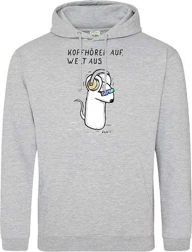 Kopfhörer auf. Welt aus.