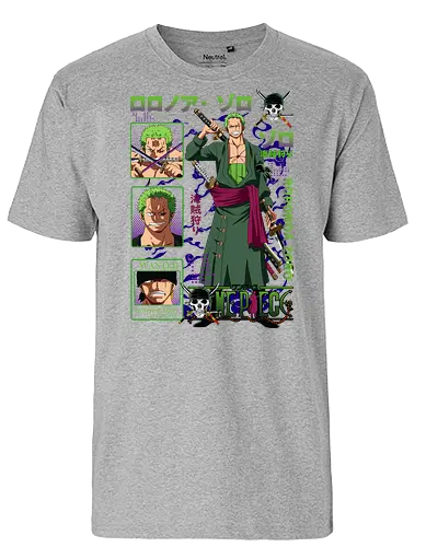 Three Sword Style - zoro, Pirate, three sword style, anime swordsman, pirate hunter, katana warrior, mugiwara, santoryu - Fairtrade T-Shirt