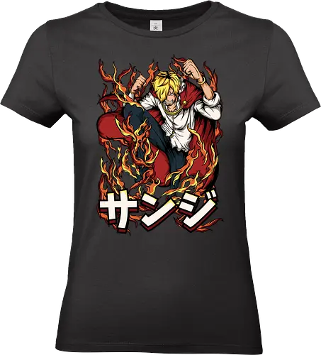 Diable Jambe - sanji, diable jambe, Pirate, anime flames, black leg sanji, pirate cook, anime fighter, straw hat crew - Standard T-Shirt (Women)