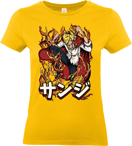 Diable Jambe - sanji, diable jambe, Pirate, anime flames, black leg sanji, pirate cook, anime fighter, straw hat crew - Standard T-Shirt (Women)