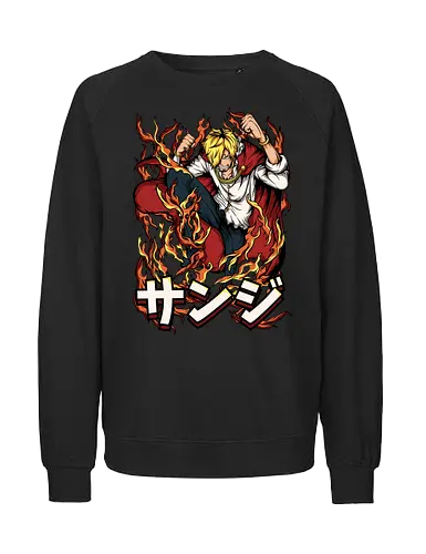 Diable Jambe - sanji, diable jambe, Pirate, anime flames, black leg sanji, pirate cook, anime fighter, straw hat crew - Fairtrade Sweatshirt