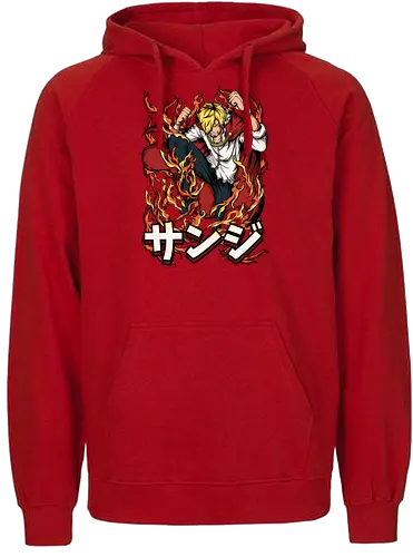 Diable Jambe - sanji, diable jambe, Pirate, anime flames, black leg sanji, pirate cook, anime fighter, straw hat crew - Fairtrade Hoodie