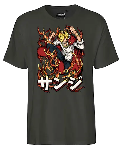 Diable Jambe - sanji, diable jambe, Pirate, anime flames, black leg sanji, pirate cook, anime fighter, straw hat crew - Fairtrade T-Shirt