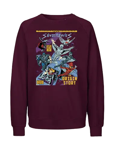 Steel Wings - silverhawks, space warrior, retro animation, 80s cartoon, cybernetic hero, galaxy patrol, vintage heroes, sci fi action - Fairtrade Sweatshirt
