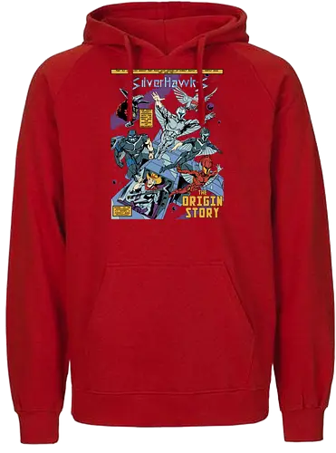 Steel Wings - silverhawks, space warrior, retro animation, 80s cartoon, cybernetic hero, galaxy patrol, vintage heroes, sci fi action - Fairtrade Hoodie