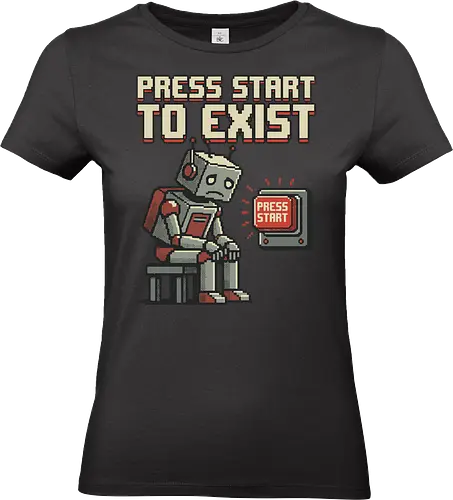 Roboter Press Start Pixel Art Gaming Design - roboter, pixel art, gaming, retro game, videospiel, nerd design, gamer humor, 8bit stil, digital art, cyber, geek style, retro gaming, arcade vibe, futuristisch - Standard T-Shirt (Women)