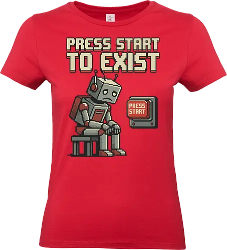 Roboter Press Start Pixel Art Gaming Design - roboter, pixel art, gaming, retro game, videospiel, nerd design, gamer humor, 8bit stil, digital art, cyber, geek style, retro gaming, arcade vibe, futuristisch - Standard T-Shirt (Women)