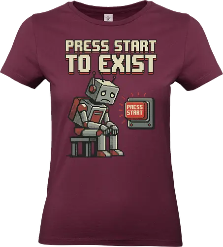 Roboter Press Start Pixel Art Gaming Design - roboter, pixel art, gaming, retro game, videospiel, nerd design, gamer humor, 8bit stil, digital art, cyber, geek style, retro gaming, arcade vibe, futuristisch - Standard T-Shirt (Women)