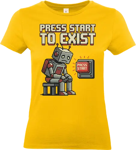 Roboter Press Start Pixel Art Gaming Design - roboter, pixel art, gaming, retro game, videospiel, nerd design, gamer humor, 8bit stil, digital art, cyber, geek style, retro gaming, arcade vibe, futuristisch - Standard T-Shirt (Women)