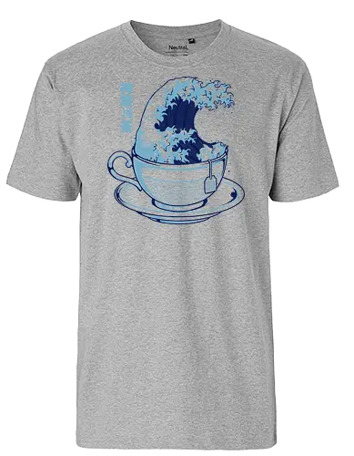 Tea Wave - japan, wave, tea, japanese, ocean, zen, aesthetic, traditional, minimalist, asian, vintage, culture, art, nature, relax, blue, elegant, oriental, classic, peaceful - Fairtrade T-Shirt