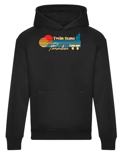 Twin Suns Paradise 77  - 70s, 77, 80s, childhood, cult movies, desert, geek, movies, nerd, nostalgia, old school, retro, sci fi, summer, vintage - Heavyweight Hoodie