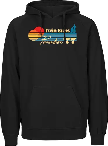 Twin Suns Paradise 77  - 70s, 77, 80s, childhood, cult movies, desert, geek, movies, nerd, nostalgia, old school, retro, sci fi, summer, vintage - Fairtrade Hoodie