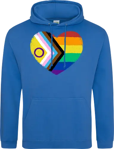 Progress Pride Flag Heart - progress pride flag, gay pride flag, pride, flag, heart, LGBTQ, lgbt, gay, queer, fluid, gender, love, rainbow, symbol, xmorfina - Standard Hoodie