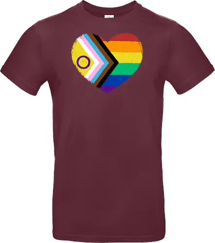 Progress Pride Flag Heart - progress pride flag, gay pride flag, pride, flag, heart, LGBTQ, lgbt, gay, queer, fluid, gender, love, rainbow, symbol, xmorfina - Standard T-Shirt