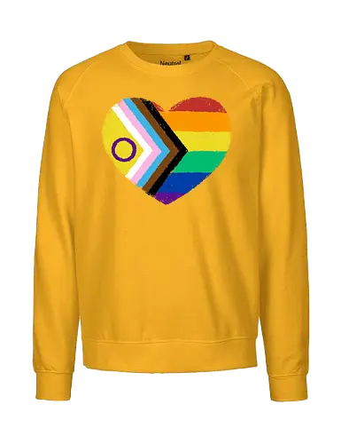 Progress Pride Flag Heart - progress pride flag, gay pride flag, pride, flag, heart, LGBTQ, lgbt, gay, queer, fluid, gender, love, rainbow, symbol, xmorfina - Fairtrade Sweatshirt