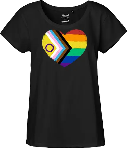 Progress Pride Flag Heart - progress pride flag, gay pride flag, pride, flag, heart, LGBTQ, lgbt, gay, queer, fluid, gender, love, rainbow, symbol, xmorfina - Fairtrade Girl Shirt