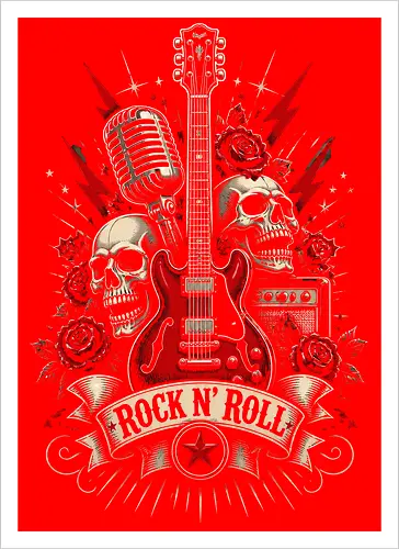 Red Guitars Rock N Roll