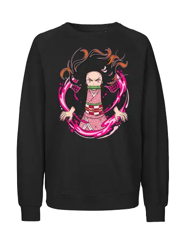 The Fierce Sister - Nezuko shirt, Demon Slayer merch, Kimetsu no Yaiba clothing, Blood Demon art graphic, pink anime streetwear, fierce demon girl tee, otaku graphic apparel, anime sister clothing, Japanese manga fashion, kawaii demon design - Fairtrade Sweatshirt