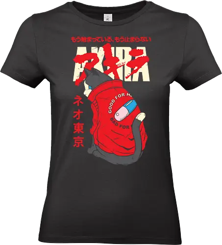 Capsule Gang Cat - akira, capsule gang, anime cat, neo tokyo, cyberpunk anime, manga aesthetic, red hoodie, retro anime - Standard T-Shirt (Women)