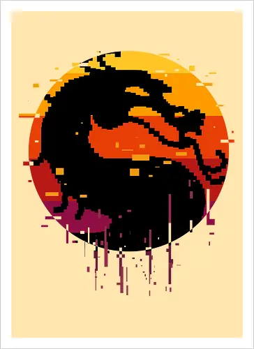 retro dragon club  - ice, freeze, subzero, scorpion, reptile, fighter, 80s, game, versus, arcade - Artprint