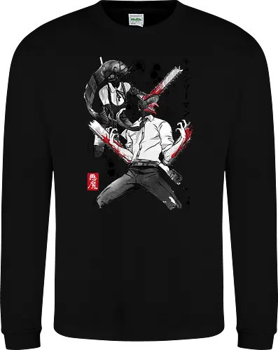 Chainsaw and bomb girl sumi e - anime, manga, japan, japanese art, Chainsaw, reze, cosplay, otaku - Sweatshirt