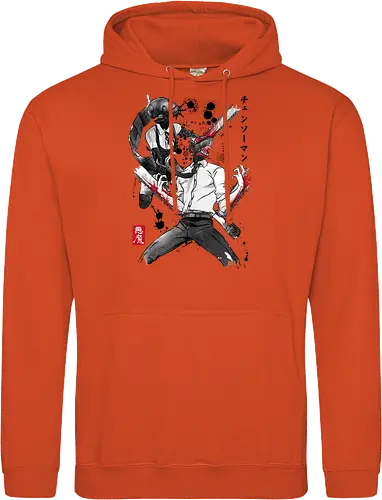 Chainsaw and bomb girl sumi e - anime, manga, japan, japanese art, Chainsaw, reze, cosplay, otaku - Standard Hoodie