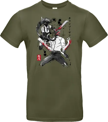 Chainsaw and bomb girl sumi e - anime, manga, japan, japanese art, Chainsaw, reze, cosplay, otaku - Standard T-Shirt