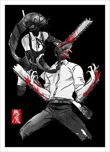 Chainsaw and bomb girl sumi e