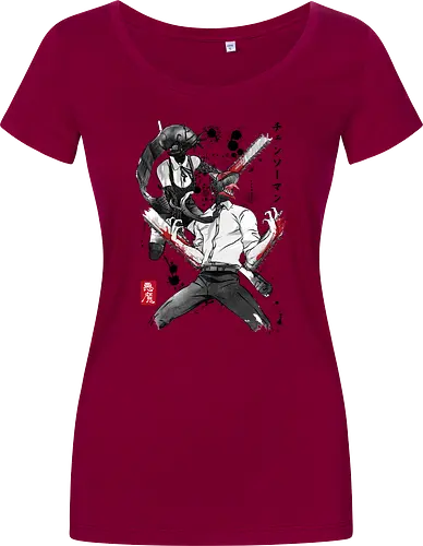 Chainsaw and bomb girl sumi e