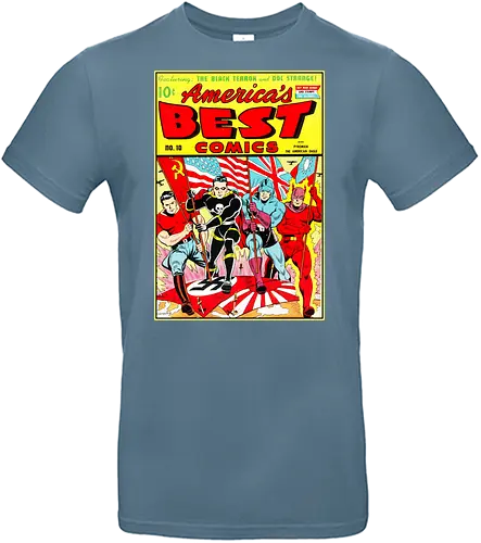 WWII Vintage Superhelden Krieg Comic Retro 1940er - vintage war comic shirt, golden age art tee, WWII heroes apparel, retro superhero shirt, 1940s comic art tee, war propaganda art shirt, vintage heroes clothing, retro comic cover tee, old school superhero apparel, wartime art shirt, pulp fiction heroes tee, vintage americana shirt, retro war art apparel, 1940s superhero tee, classic comic art shirt - Standard T-Shirt