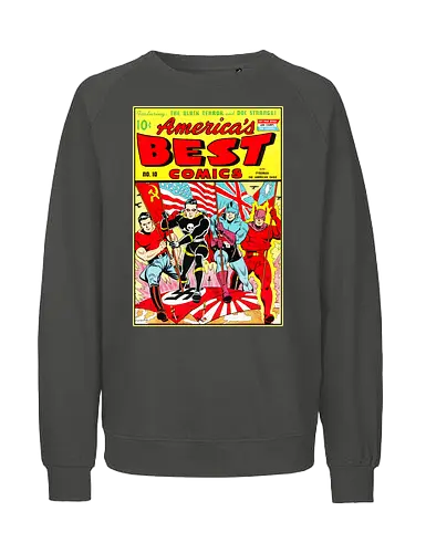 WWII Vintage Superhelden Krieg Comic Retro 1940er - vintage war comic shirt, golden age art tee, WWII heroes apparel, retro superhero shirt, 1940s comic art tee, war propaganda art shirt, vintage heroes clothing, retro comic cover tee, old school superhero apparel, wartime art shirt, pulp fiction heroes tee, vintage americana shirt, retro war art apparel, 1940s superhero tee, classic comic art shirt - Fairtrade Sweatshirt