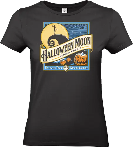 Halloween-Mond - Nightmare - Jack Skellington T-Shirt, Nightmare, Halloween Town, Tim Burton, Kürbiskönig, Halloween T-Shirt, Popkultur, Geek T-Shirt, klassische Filme, Halloween, Geschenk für Fans, dunkler Stil, TeeTan, Spiralhügel, Halloween-Mond - Standard T-Shirt (Women)
