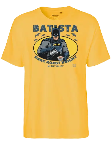 Batista lustige Barista-Parodie - funny, barista, coffe, caffeine, addict, lover, mashup, parody - Fairtrade T-Shirt