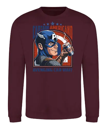 Kapitän Americano - Captain Americano, Superheldenparodie, Kaffeeliebhaber, lustiger Kaffee, Rache kann warten, Comic-Humor, Koffeinsüchtiger, lustiger Superheld, Kaffeewortspiel, Superheldenkaffee, Morgenkaffee, nerdiger Kaffee, Barista-Humor, Comicfan, patriotischer Superheld - Sweatshirt