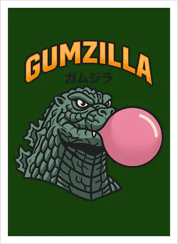 Retro Gumzilla Kaiju-Kaugummi-Parodie