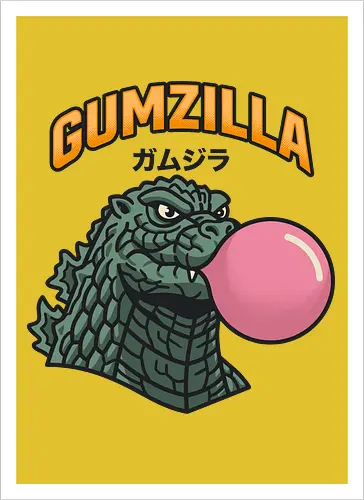 Retro Gumzilla Kaiju-Kaugummi-Parodie