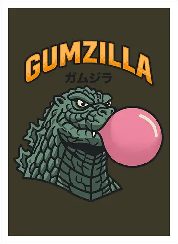 Retro Gumzilla Kaiju-Kaugummi-Parodie